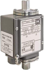 Square D - 4, 13 and 4X NEMA Rated, DPDT, 5,000 psi, Electromechanical Pressure and Level Switch - Adjustable Pressure, 120 VAC at 6 Amp, 125 VDC at 0.22 Amp, 240 VAC at 3 Amp, 250 VDC at 0.11 Amp, 1/4 Inch Connector, Screw Terminal, For Use with 9012G - Benchmark Tooling