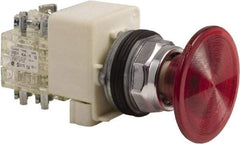 Schneider Electric - 30mm Mount Hole, Extended Mushroom Head, Pushbutton Switch Only - Round, Red Pushbutton, Nonilluminated, Maintained (MA), On-Off - Benchmark Tooling