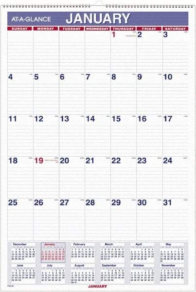 AT-A-GLANCE - 12 Sheet, 5-1/2 x 8-1/2", Wall Calendar - White - Benchmark Tooling