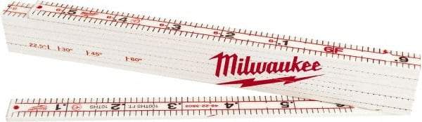 Milwaukee Tool - 6-1/2' Long, 1/100" Graduation, Folding Rule - 1-3/8" Wide, Composite Laminate - Benchmark Tooling