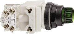 Schneider Electric - 30mm Mount Hole, Extended Straight, Pushbutton Switch Only - Octagon, Green Pushbutton, Illuminated, Momentary (MO) - Benchmark Tooling