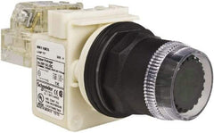 Schneider Electric - 30mm Mount Hole, Extended Straight, Pushbutton Switch with Contact Block - Green Pushbutton, Momentary (MO) - Benchmark Tooling