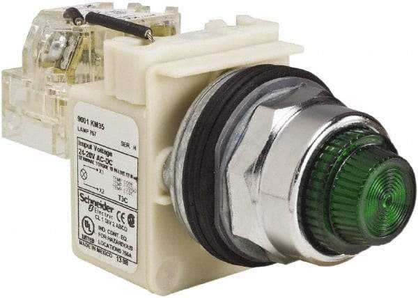 Schneider Electric - 120 VAC Green Lens Indicating Light - Screw Clamp Connector - Benchmark Tooling