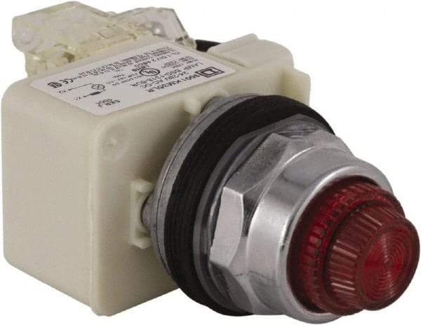 Schneider Electric - 24 V Red Lens LED Press-to-Test Indicating Light - Octagonal Lens, Screw Clamp Connector - Benchmark Tooling