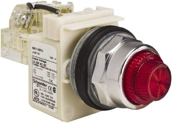 Schneider Electric - 24-28 VAC/VDC Red Lens Indicating Light - Screw Clamp Connector - Benchmark Tooling