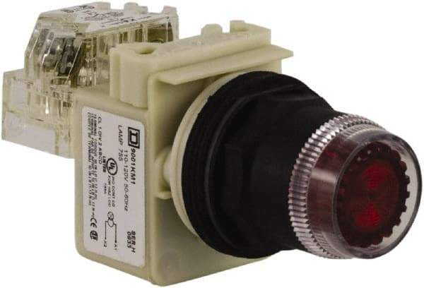 Schneider Electric - 30mm Mount Hole, Extended Straight, Pushbutton Switch with Contact Block - Red Pushbutton, Momentary (MO) - Benchmark Tooling