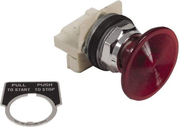 Schneider Electric - 1.18 Inch Mount Hole, Extended Straight, Pushbutton Switch Only - Round, Red Pushbutton, Illuminated, Maintained (MA), Weatherproof, Dust and Oil Resistant - Benchmark Tooling