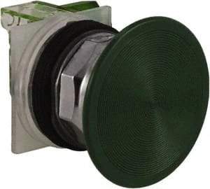 Schneider Electric - 30mm Mount Hole, Extended Straight, Pushbutton Switch with Contact Block - Green Pushbutton, Momentary (MO) - Benchmark Tooling