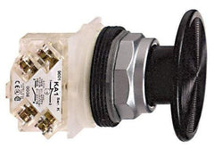 Schneider Electric - 30mm Mount Hole, Extended Mushroom Head, Pushbutton Switch with Contact Block - Round, Black Pushbutton, Momentary (MO) - Benchmark Tooling