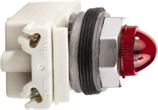 Schneider Electric - 120 V Red Lens Incandescent Pilot Light - Round Lens, Screw Clamp Connector - Benchmark Tooling