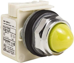 Schneider Electric - 28 V Yellow Lens LED Pilot Light - Round Lens, Screw Clamp Connector - Benchmark Tooling