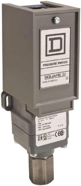 Square D - 1 NEMA Rated, SPDT, 20 to 1,000 psi, Electromechanical Pressure and Level Switch - Adjustable Pressure, 120 VAC at 6 Amp, 125 VDC at 0.22 Amp, 240 VAC at 3 Amp, 250 VDC at 0.27 Amp, 1/4 Inch Connector, Screw Terminal, For Use with 9012G - Benchmark Tooling