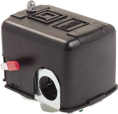 Square D - 1 NEMA Rated, DPST, 70 to 150 psig, Air Compressor Pressure and Level Switch - Fixed Pressure, 575 VAC, 1/4 Inch NPSF Connector, Screw Terminal, For Use with Electrically Driven Air Compressors - Benchmark Tooling