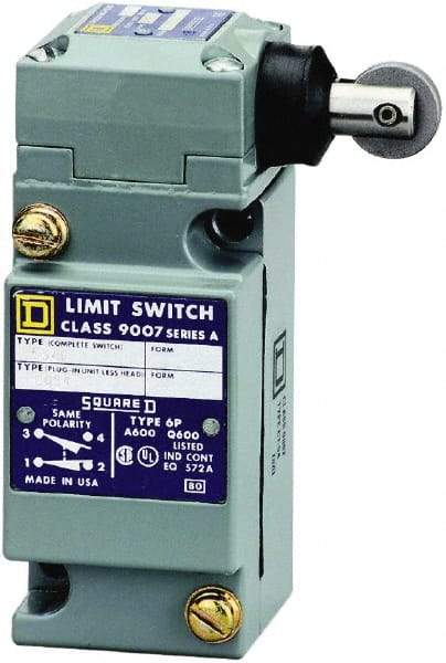 Square D - SPDT, NC/NO, 600 Volt Screw Terminal, Roller Plunger Actuator, General Purpose Limit Switch - 1, 2, 4, 6, 12, 13, 6P NEMA Rating, IP67 IPR Rating - Benchmark Tooling