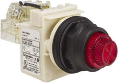 Schneider Electric - 24 V, 28 V Red Lens Press-to-Test Indicating Light - Round Lens, Screw Clamp Connector, Corrosion Resistant, Dust Resistant, Oil Resistant - Benchmark Tooling