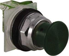 Schneider Electric - 30mm Mount Hole, Extended Straight, Pushbutton Switch with Contact Block - Green Pushbutton, Momentary (MO) - Benchmark Tooling