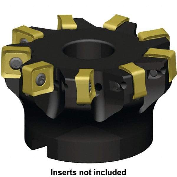 Kennametal - 8 Inserts, 100mm Cut Diam, 32mm Arbor Diam, 6mm Max Depth of Cut, Indexable Square-Shoulder Face Mill - 3° Lead Angle, 50mm High, SN_J120616EN__ Insert Compatibility, Series KSSM - Benchmark Tooling