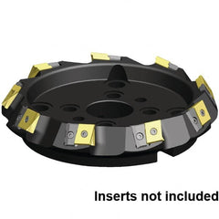 Kennametal - 9 Inserts, 200mm Cut Diam, 60mm Arbor Diam, 21.39mm Max Depth of Cut, Indexable Square-Shoulder Face Mill - 30° Lead Angle, 63mm High, LN_U221012PNSR-__ Insert Compatibility, Series MEGA 60 - Benchmark Tooling