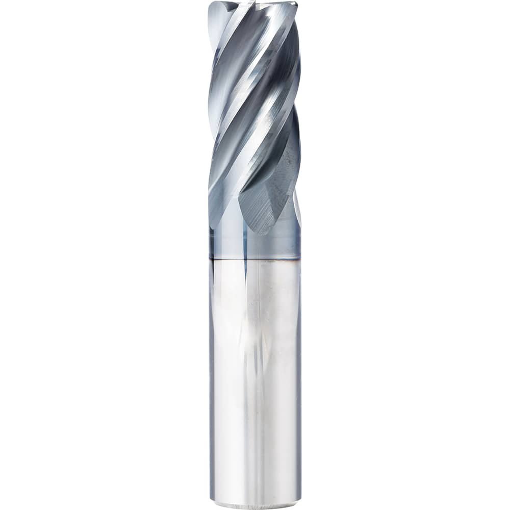 Corner Radius End Mill: 1/4″ Dia, 1/2″ LOC, 0.03″ Radius, 5 Flutes, Solid Carbide 2″ OAL, 1/4″ Shank Dia, 37 ° Helix, AlCrN Coated, Corner Radius End, Series TC5F