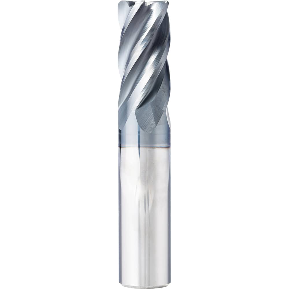 Corner Radius End Mill: 1/2″ Dia, 1″ LOC, 0.015″ Radius, 5 Flutes, Solid Carbide 3″ OAL, 1/2″ Shank Dia, 37 ° Helix, AlCrN Coated, Corner Radius End, Series TC5F