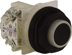 Schneider Electric - 30mm Mount Hole, Extended Straight, Pushbutton Switch with Contact Block - Black Pushbutton, Momentary (MO) - Benchmark Tooling