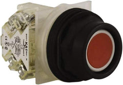 Schneider Electric - 30mm Mount Hole, Extended Straight, Pushbutton Switch with Contact Block - Red Pushbutton, Momentary (MO) - Benchmark Tooling