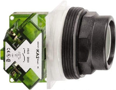 Schneider Electric - 30mm Mount Hole, Extended Straight, Pushbutton Switch with Contact Block - Octagon, Green Pushbutton, Momentary (MO) - Benchmark Tooling