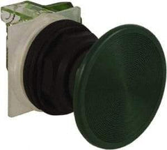 Schneider Electric - 30mm Mount Hole, Extended Straight, Pushbutton Switch with Contact Block - Green Pushbutton, Momentary (MO) - Benchmark Tooling