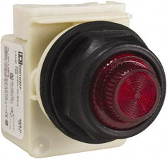 Schneider Electric - 220 VAC at 50/60 Hz via Transformer, 240 VAC at 50/60 Hz via Transformer Red Lens Indicating Light - Round Lens, Screw Clamp Connector, Corrosion Resistant, Dust Resistant, Oil Resistant - Benchmark Tooling