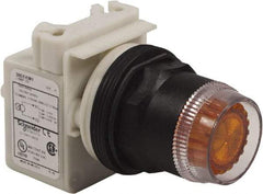 Schneider Electric - 30mm Mount Hole, Extended Straight, Pushbutton Switch Only - Amber Pushbutton, Momentary (MO) - Benchmark Tooling