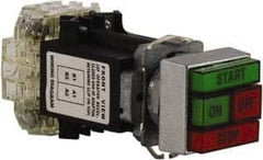 Schneider Electric - Extended Straight Pushbutton Switch Operator - Green, Red, Rectangle Button, Incandescent Lamp, Illuminated - Benchmark Tooling