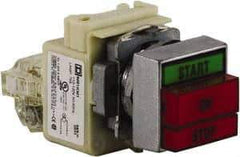 Schneider Electric - Extended Straight Pushbutton Switch Operator - Green, Red, Rectangle Button, Incandescent Lamp, Illuminated - Benchmark Tooling