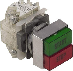 Schneider Electric - 30mm Mount Hole, Pushbutton Switch Only - Rectangle, Green and Red Pushbutton, Nonilluminated, Momentary (MO), On-Off - Benchmark Tooling