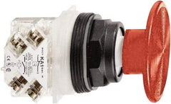 Schneider Electric - 30mm Mount Hole, Extended Mushroom Head, Pushbutton Switch with Contact Block - Round, Red Pushbutton, Momentary (MO) - Benchmark Tooling