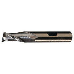 ‎3/16″ × 3/8″ × 7/16″ × 2-3/8″ RHS / RHC HSS-CO 8% (M42) Cobalt Single-End 2-Flute Center Cutting Finishing End Mill - TiN - Exact Industrial Supply