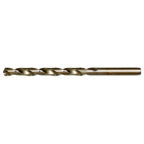 W RHS / RHC HSS-CO 8% (M42) 135 Degree Split Point Cobalt Heavy Duty Jobber Length Drill - Straw / Gold Oxide - Exact Industrial Supply