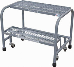 Cotterman - 20" 2 Step Rolling Warehouse Ladder - Rolling Safety Ladder, 450 Lb Capacity, 20" Platform Height, 18" Base Width x 19" Base Depth, Expanded Metal Tread - Benchmark Tooling