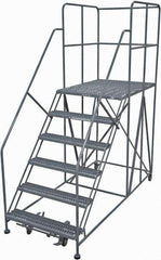 Cotterman - 96" 6 Step Rolling Work Platform - Rolling Work Platform, 800 Lb Capacity, 60" Platform Height, 40" Base Width x 90" Base Depth, Serrated Steel - Benchmark Tooling