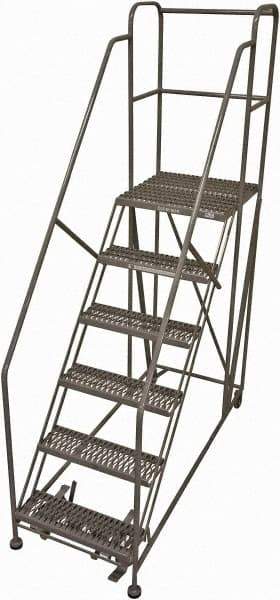 Cotterman - 96" 6 Step Rolling Work Platform - Rolling Work Platform, 800 Lb Capacity, 60" Platform Height, 28" Base Width x 67" Base Depth, Serrated Steel - Benchmark Tooling