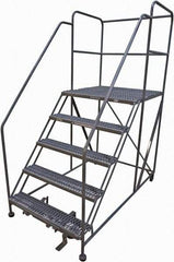 Cotterman - 86" 5 Step Rolling Work Platform - Rolling Work Platform, 800 Lb Capacity, 50" Platform Height, 40" Base Width x 82" Base Depth, Serrated Steel - Benchmark Tooling