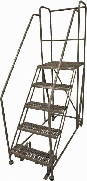 Cotterman - 86" 5 Step Rolling Work Platform - Rolling Work Platform, 800 Lb Capacity, 50" Platform Height, 28" Base Width x 70" Base Depth, Serrated Steel - Benchmark Tooling