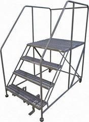 Cotterman - 70" 4 Step Rolling Work Platform - Rolling Work Platform, 800 Lb Capacity, 40" Platform Height, 40" Base Width x 74" Base Depth, Serrated Steel - Benchmark Tooling