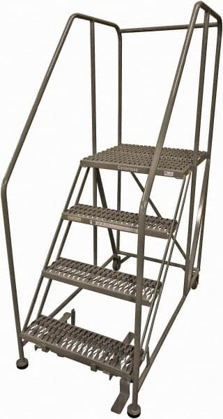 Cotterman - 70" 4 Step Rolling Work Platform - Rolling Work Platform, 800 Lb Capacity, 40" Platform Height, 28" Base Width x 62" Base Depth, Serrated Steel - Benchmark Tooling