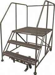 Cotterman - 60" 3 Step Rolling Work Platform - Rolling Work Platform, 800 Lb Capacity, 30" Platform Height, 40" Base Width x 65" Base Depth, Serrated Steel - Benchmark Tooling