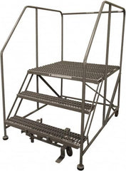 Cotterman - 60" 3 Step Rolling Work Platform - Rolling Work Platform, 800 Lb Capacity, 30" Platform Height, 28" Base Width x 53" Base Depth, Serrated Steel - Benchmark Tooling