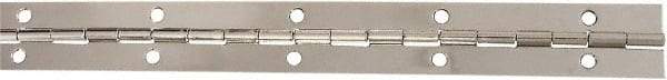 National Mfg. - 12" Long x 1-1/16" Wide, Steel Satin Nickel Coating Continuous Hinge - 0.042" Thick with Holes - Benchmark Tooling