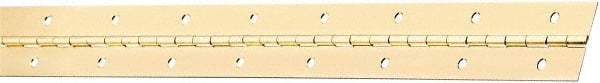 National Mfg. - 48" Long x 1-1/2" Wide, Steel Brass Finish Continuous Hinge - 0.042" Thick with Holes - Benchmark Tooling