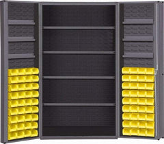 Durham - 16 Shelf 72 Bin Storage Cabinet - Steel, 48" Wide x 24" Deep x 72" High, Gray - Benchmark Tooling