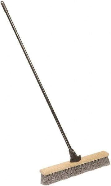 Ability One - 24" Medium Duty Polypropylene Push Broom - Wood Block, Bolt-On Handle Connection - Benchmark Tooling