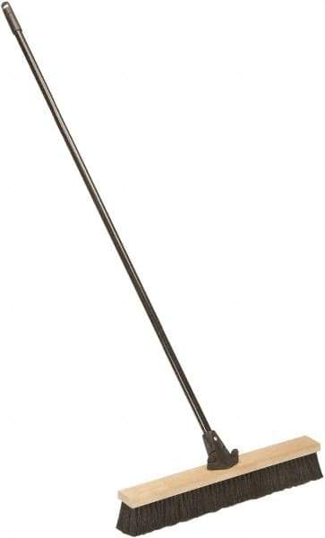 Ability One - 24" Medium Duty Polypropylene Push Broom - Wood Block, Bolt-On Handle Connection - Benchmark Tooling